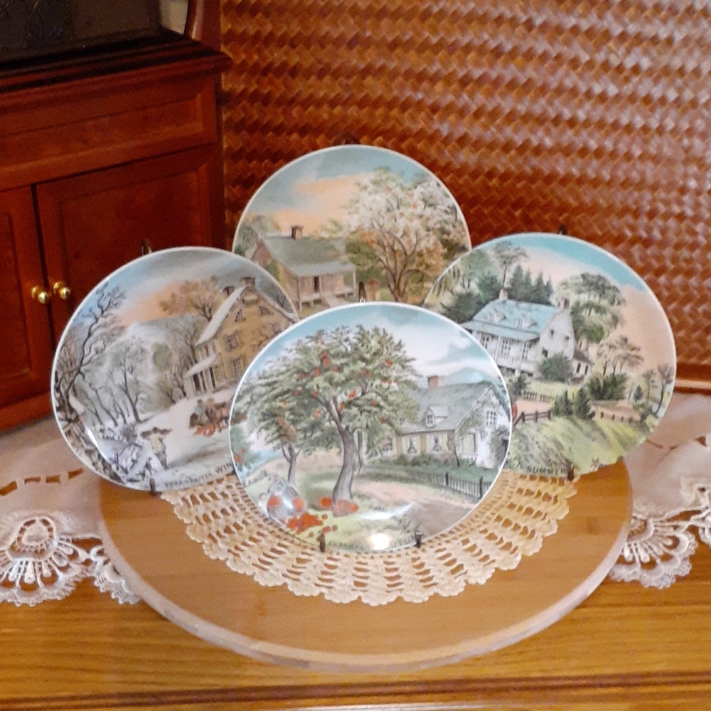 CURRIER & IVES 
COMPLETE *VINTAGE* 4 SEASONS PLATES